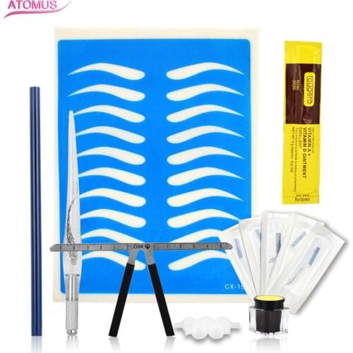 ATOMUS Permanent Makeup Microblade Eyebrow Kit 3D Eyebrow Tattoo Needle Tattoo Pen Kit Sobrancelha Maquiagem Permanente Microbl