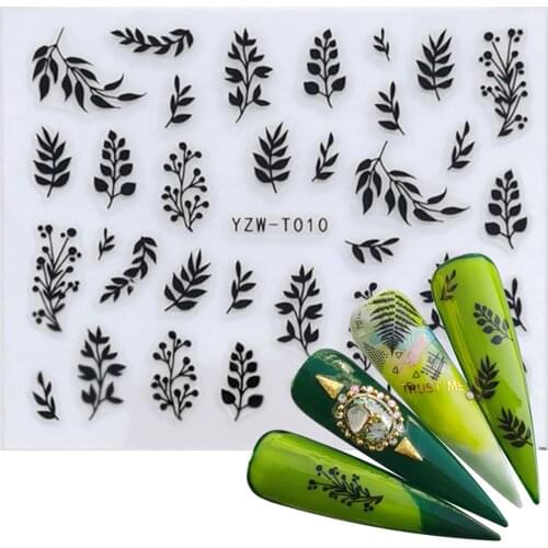 Black Nail Stickers Abstract Floral Sliders Decal Sticker Transfer Nail Sticker DIY Accessories Nail Sticker Manicure Sticker