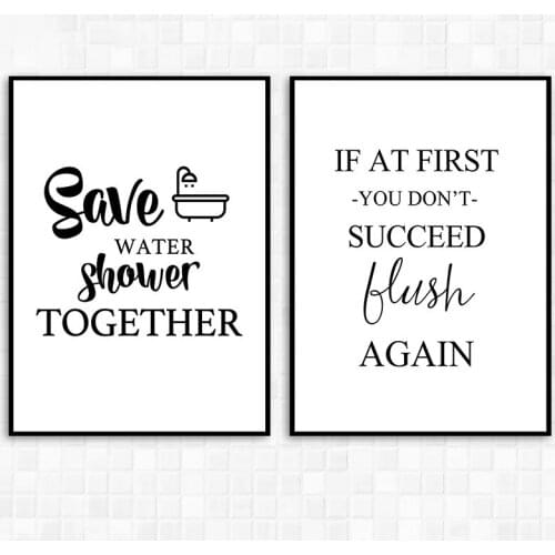 Funny Bathroom Wall Art Canvas Painting Poster Black And White Quotes Print Toilet Poster WC Picture Bathroom Wall Decoration