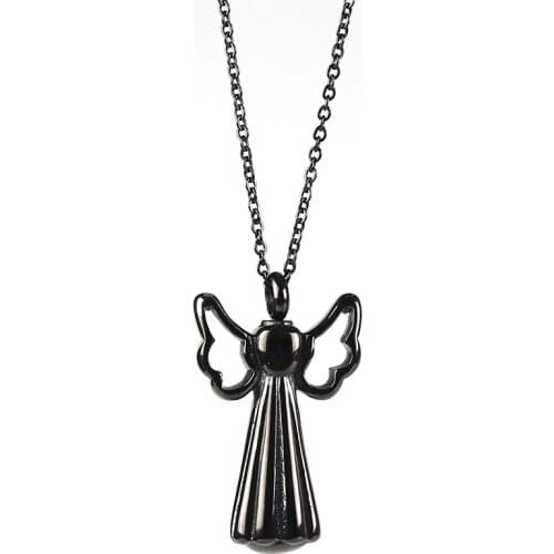 Stainless Steel Gold Angle Wings Cremation Urn Pendant Necklace Ash Jewelry Gift For Him with Chain