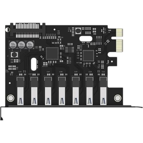 ORICO PVU3-7U-V1 Expansion Card 7 Port PCI-E Express Card PCIE Adapt PCI-E with a 15Pin SATA Power Connector Express Card for PC