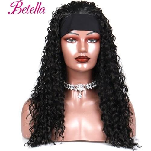Water Wave Headband Wig Synthetic Wig for Women Scarf Glueless Velcro Design Heat Resistant Fiber Cosplay Daily Lolita Curly Wig