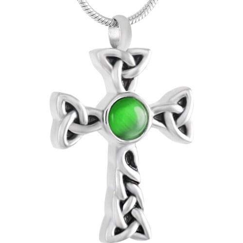 Green Stone Urn Hold Ashes Charm Cross Urn Pendant Necklace Memorial Jewelry Ash Locket Pet Dog Cat Urn Necklace Memorial Urns