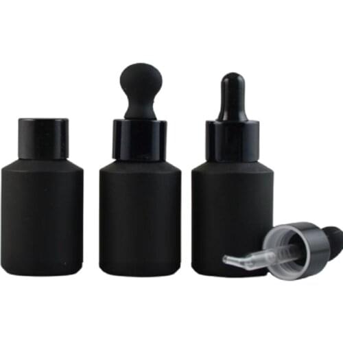 30ML 20pcs/lot Empty Glass Essential Oil Bottle, Black Elegant Cosmetic Toner Container, High-end DIY Black Glass Dropper Bottle