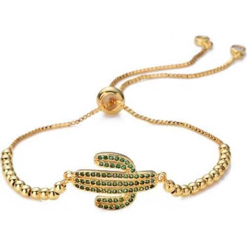 Cactus multicolor micro pave cz zircon cubic zirconia Bracelet Adjustable silicone silver gold plated Charm Snake Chain ergf34