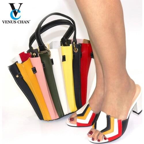 Classics Special Design White Color African Ladies Shoe Matching Bag Novelty Style High Quality Slipper for Garden Party