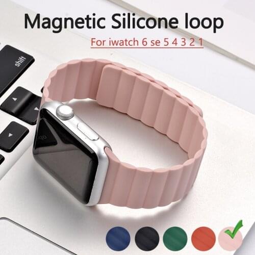 Silicone Strap For Apple Watch Band Series 6 SE 5 4 3 2 1 38MM 40MM 42MM 44MM Magnetic Belt Bracelet for iwatch loop
