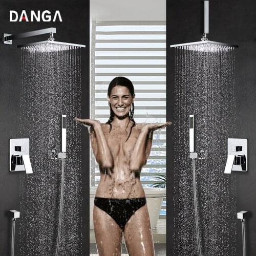 Shower System Chrome Bath Mixer Bathroom Faucet Concealed Shower Set Brass Shower Water Tap Shower Head Home Improvement Kit