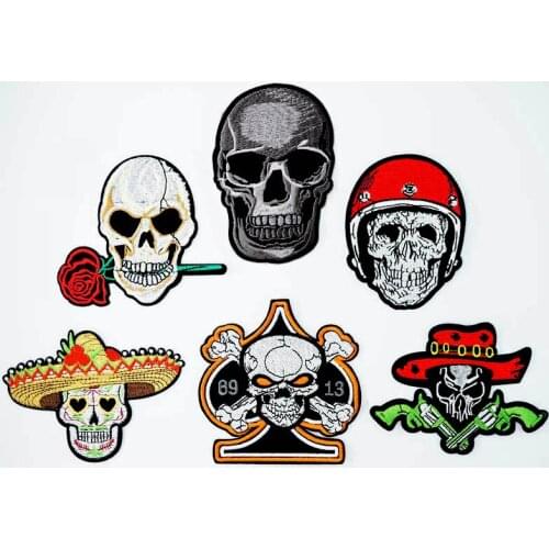 Skeleton Skull Deaths Iron On Patches Sewing Embroidered Applique for Jacket Clothes Stickers Badge DIY Apparel Accessories