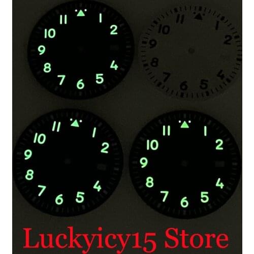 Sterile 33.8mm fit NH35A Steel Blue/Green/Silver Watch Dial Green Luminous Marks