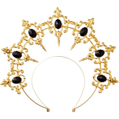 Lolita Halo Crown Headpiece Gothic Goddess Angel Devil Feather Wings Mary Baroque Tiaras Headband