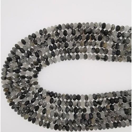 5x8mm High Quality Natural Black Rutilated Quartz Oval Gemstone Cut Multi Corners Eliminate Evil Wealth For Jewelry DIY Bracelet