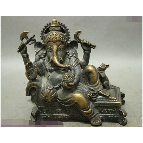 Xd 002769 Old Chinese Buddhism Bronze 4 Arms Ganapati Ganesh Lord Ganesha Buddha Statue