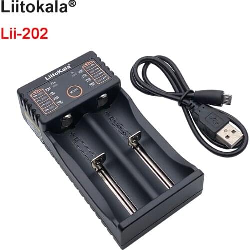 Liitokala Lii-202 battery charger 3.7V/1.2V AA/AAA 18650/26650/16340/14500/10440/18500 NiMH li-ion battery Charger 5V 2A