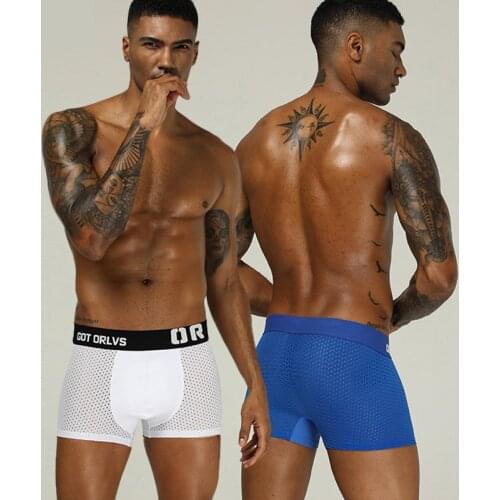 Sexy Briefs Men Summer Quick Dry Beach Swim Wear Mid-Waist Swimwear Shorts Seamless Mesh Underpants Solid Color Boxer Trunks