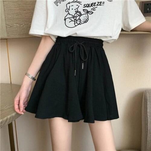 LIBERJOG Women Summer Shorts Casual Loose Wide Leg Shorts Elastic Waist Vintage Short Culotte Plus Size Female Harajuku
