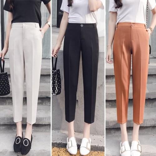 Women fashion Office Lady Black Suit Pants solid color casual pants chic business Trousers female pantalones mujer retro pants
