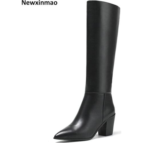 2021 New Genuine Leather Women Knee High Boots Fashion Sexy High Heel Womne Shoes Ladies Autumn Winter Ladies Casual Party Shoes