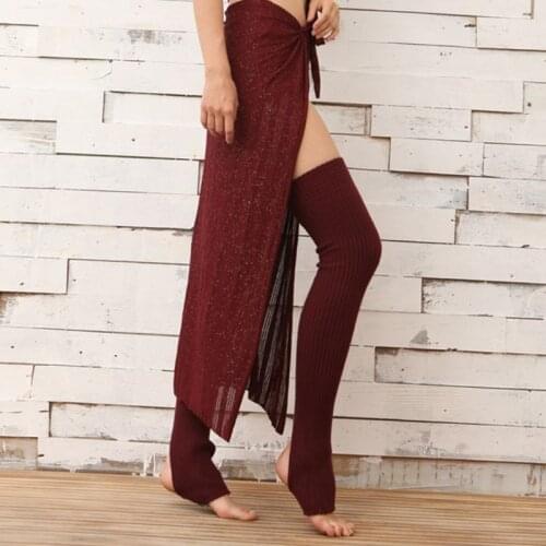 Women Winter Over Knee Thigh High Leg Warmers Ballet Dance Latin Yoga Ribbed Knitted Stirrup Thermal Footless Long Socks