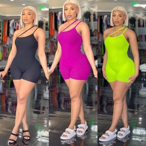 ZKYZWX Sexy Knitted Backless Playsuit Off Shoulder Summer Beachwear Outfits for Women Cut Out One Piece Clubwear Shorts Rompers