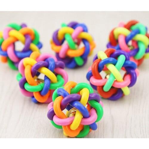 Pet supplies rubber colorful bell ball bite resistant teething toy ball dog toy，Q89