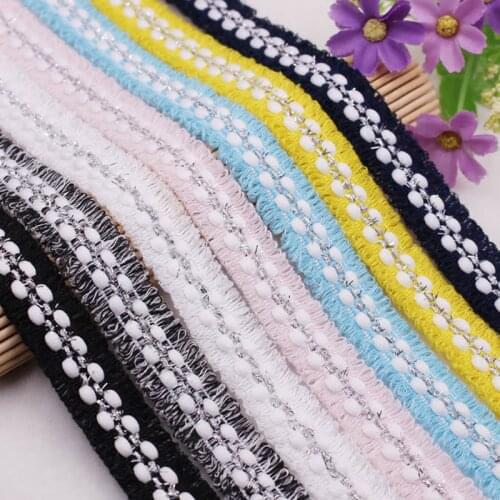 1Yards/Lot Ribbons Pearl Beaded Lace Embroidered Lace Ribbon Trim Handmade Costume Dress Sewing Supplies White Lace Fabric