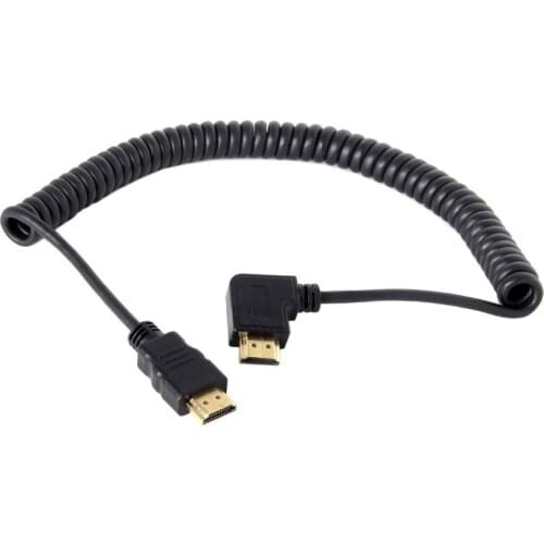 90 Degree Right Angled HDMI to HDMI Stretch Spring Cable for HDTV DVB DVD PC 1.2m