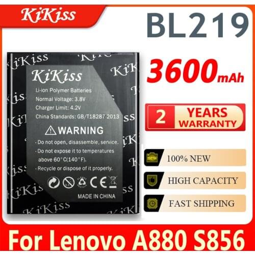 KiKiss High Capacity Battery BL219 For Lenovo A880 S856 A889 A890e S810t A850+ A916 3600mAh Cell Phone Battery Big Power