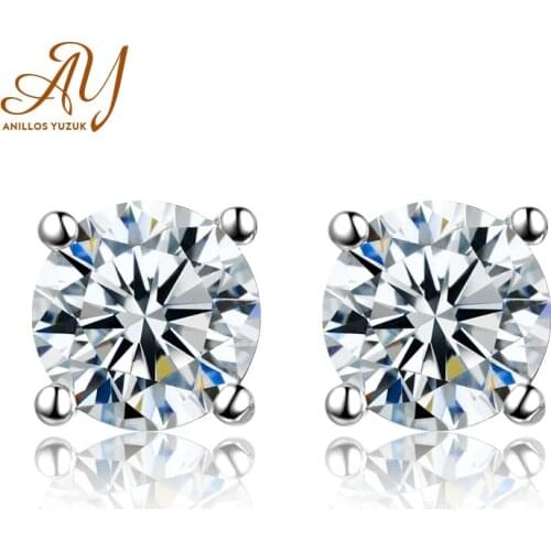 Anillos Yuzuk 100% 925 Sterling Silver Blue Clear Zircon Stud Earrings Gemstone Wedding Vintage Ear Studs Earrings Fine Jewelry