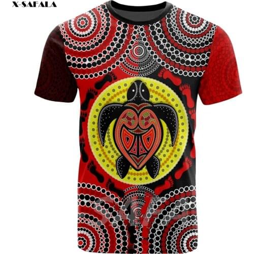 Australia Aboriginal Tapestry Turtle 3D Printed High Quality Milk Fiber T-shirt Men Female Neck Round Casual Tops