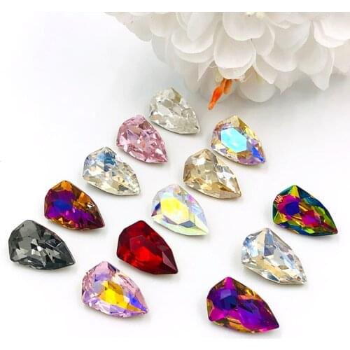 Free shipping 9x14mm K9 pointback glass rhinestones crystal Shield shape rhinestones 20pcs diy clothing/wedding Accessories