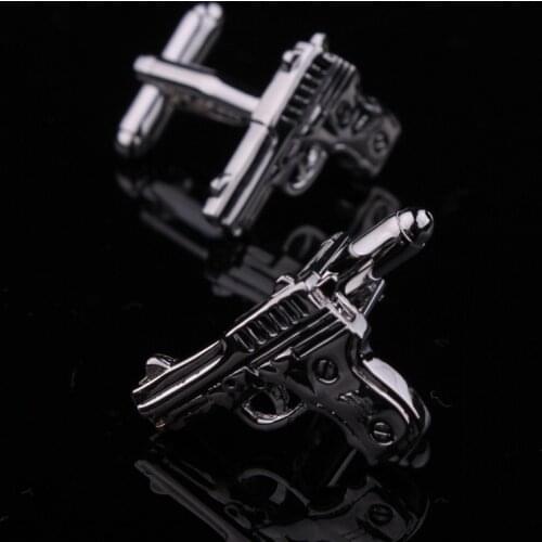 C-MAN Luxury shirt GUN cufflink for mens Brand cuff buttons cuff links High Quality Black abotoaduras Jewelry