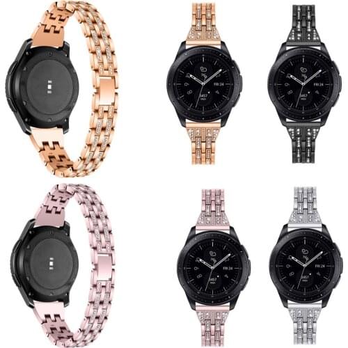 For Samsung Galaxy Watch 42mm 46mm Band Crystal Diamond Stainless Steel Metal Watch Strap Bracelet With Quick Release Pins