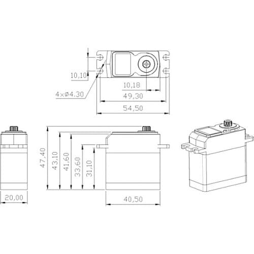 FATJAY KINGMAX DCS0913HV 61g 9.5kg.cm WATERPROOF digital metal gears mini servo for RC cars
