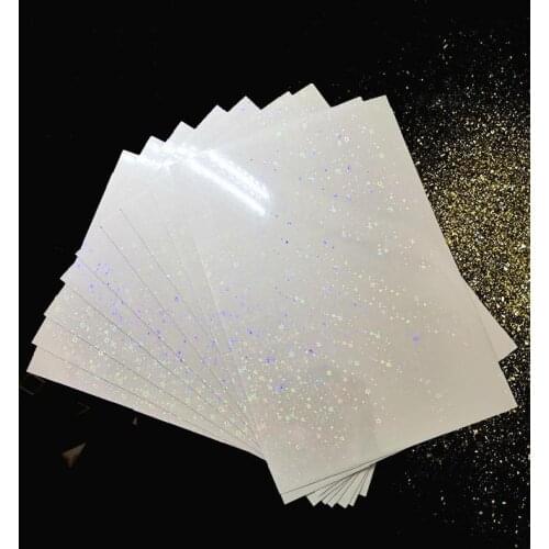 210 X 297 Mm Holographic Small Five Stars Foil Adhesive Tape Back Laminating On Paper Plastic 50 Sheets Diy Package Color Card