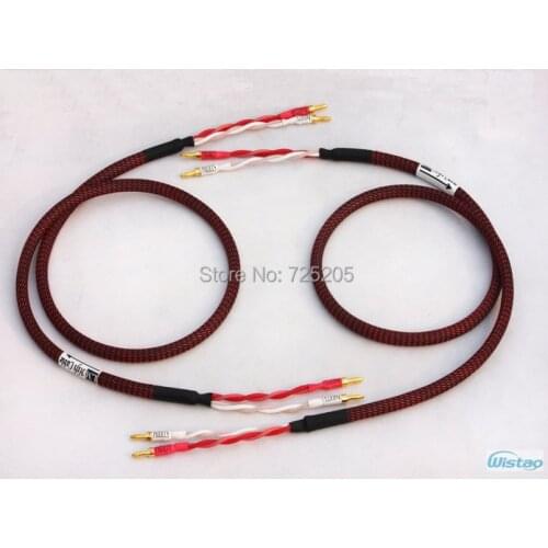 IWISTAO HIFI Speaker Cable with Japan Origin Canare Speaker Wire 4S12F American Budweiser Copper Gold-plated 2 Bananas Plug 1-2M