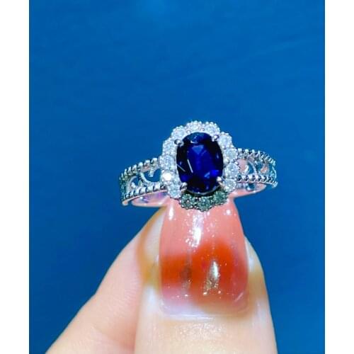 LR515 Solid 18K Gold Nature1.15ct Royal Blue Sapphire Rings for Women Fine Jewelry Presents the Six-word Admonition