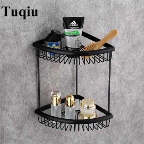 Wall Mounted Antique/Chrome/Rose Gold/Black Oil Two tiers Bathroom Shelf Bath Shower Shelf Bathroom corner shelf Soap Holder