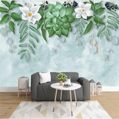 XUE SU Custom large wallpaper wall small fresh hand-painted watercolor cartoon flowers pastoral mural indoor wall covering