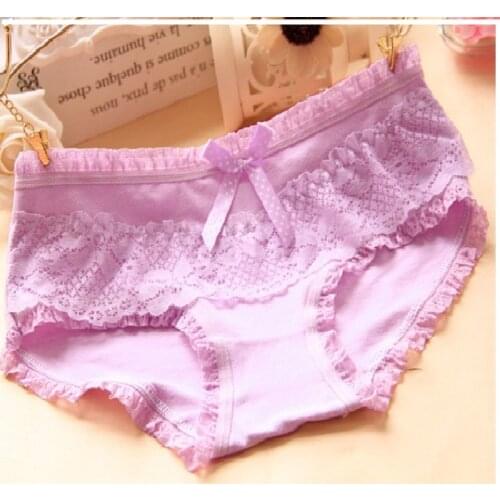 2018 New Womens cotton Underwear lace bow cute 13 Color Candy in The Waist Panties Women And girls Sexy Lingerie Sexy Briefs
