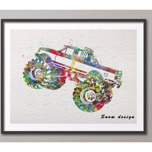 Rikivity Boys Monster Truck poster print pictures Pop wall art canvas painting kids room home Decoration wall sticker