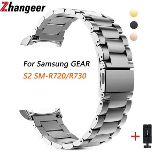 Stainless Steel Watchband For Samsung GEAR S2 SM-R720/SM-R730 Bracelet Band With Adapter Wrist Straps Folding buckle Accessories