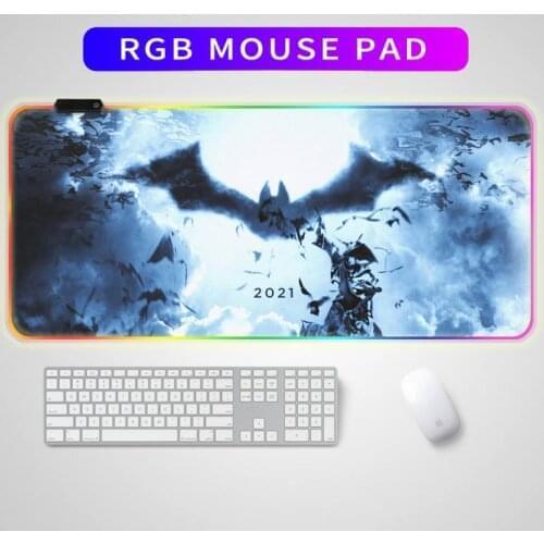 Rgb Mause Pad Batmans Logo Mouse Mat Gamer Pc Complete Gaming Accessories Keyboard Computer Desk Mats Led Backlit Mousepad Wired