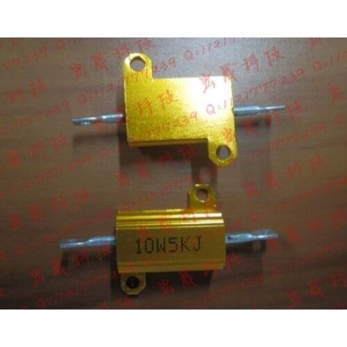 RX24-10W 5000R Power Metal Shell Case GoldAluminium Case Wirewound Resistor 10W 5000ohm 5% Automobile LED lamp resistors 5KR 10W