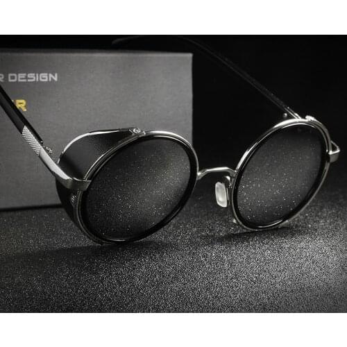 2021 New Retro Steampunk Sunglasses Men Women Round Designer Metal Steam Punk Shields Sunglasses UV400 Resin Lenses Sun Glasses