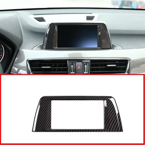 Carbon Fiber Style ABS Center Central Navigation Panel Frame Cover Trim Sticker For BMW X1 F48 2016-2019 Car Accessories