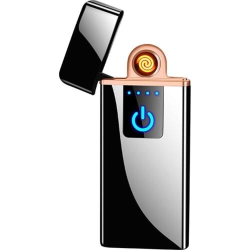 USB Rechargeable Fingerprint Touch Electronic Lighter Portable Windproof Lighter Led Battery Indicator Safe And Durable Metal