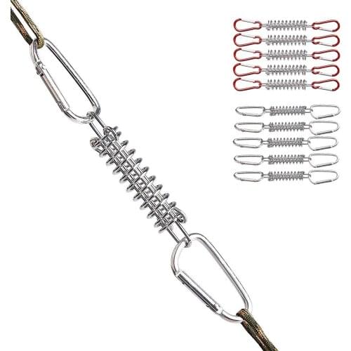 5 Pcs Steel Tent Rope Tightener with Carabiner Clips Cord Adjuster Tensioner Outdoor Camping Windproof Spring Tent Buckle 2021