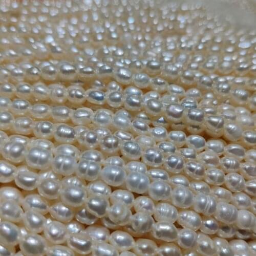 Pearl Choker Necklace 4-5mm Rice Shaped Beads For Women DIY Jewelry 36cm Single Strand