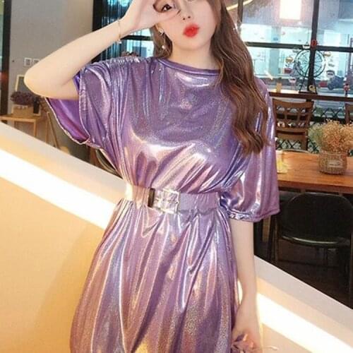 Women T-shirt Summer Glittering 2021 Loose Korean Version -match Female Red New O-neck Casual Cotton Tops Y2k Kawaii Anime